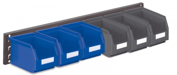 Kappes RasterPlan Wandschiene Schlitzplatte Set 15, L 920 mm, x H 140 mm, RAL 7016 3 x Lagersichtkästen Größe 5, 3 x Lagersichtkästen Größe 6, 4202.03.5408