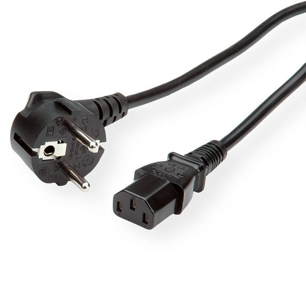 VALUE Netzkabel, gerade IEC-Buchse, schwarz, 0,6 m, 19.99.1017