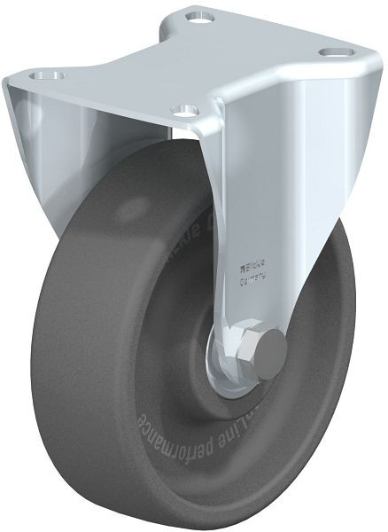 Blickle BK-POHI 125HK-1 Hitzebeständige Stahlblech-Bockrolle mit Anschraubplatte, Polyamid, Grau, 754115