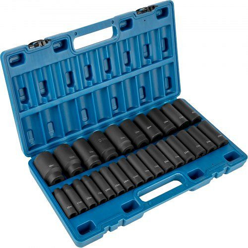 VEVOR Schlagschrauber-Steckschlüsselsatz, 1/2 Zoll, 26-teilig 6-Punkt-Steckschlüsseleinsätze, 1/2-Zoll-Satz,10-36 mm, CJTT26PCS12INSD01V0