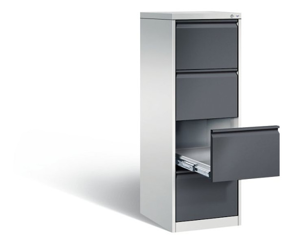 C+P Karteischrank Acurado, H1357xB433xT590mm, Farbe: Lichtgrau / Rubinrot, Griffleiste, 12434-321 S10018