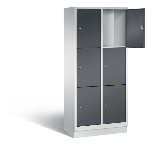 C+P Schließfachschrank Evolo, H1800xB810xT500mm, Farbe: Lichtgrau / Schwarzgrau, 48020-223 S10124