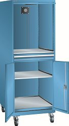 LISTA Computerschrank fahrbar 36x36E (BxTxH) 717x725x1762mm D/Schuko Farbe: Lichtblau, 17.647.010