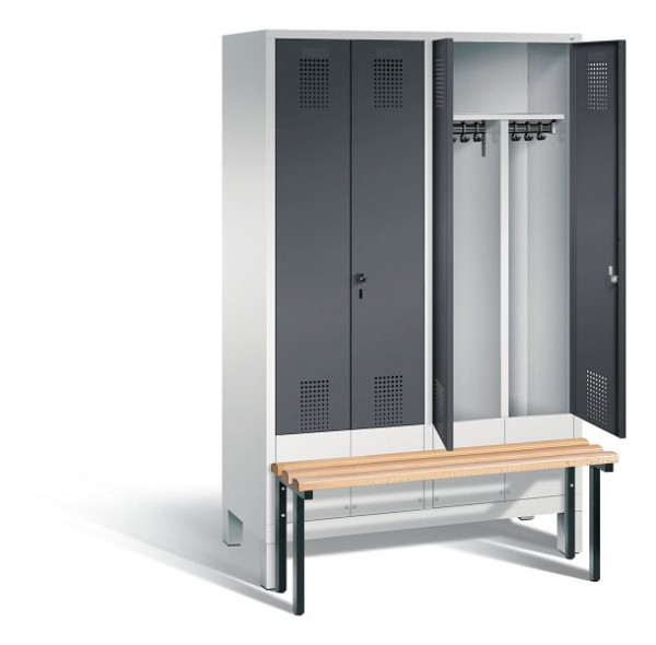 C+P Schwarz-Weiss-Spind Evolo, H1850xB1190xT815mm, Farbe: Lichtgrau / Schwarzgrau, 48032-40 S10003