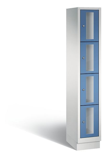 C+P Schließfachschrank Classic, 4 Fächer, H1800xB320xT500 mm, Grau/Fernblau, 8020A104 S10020