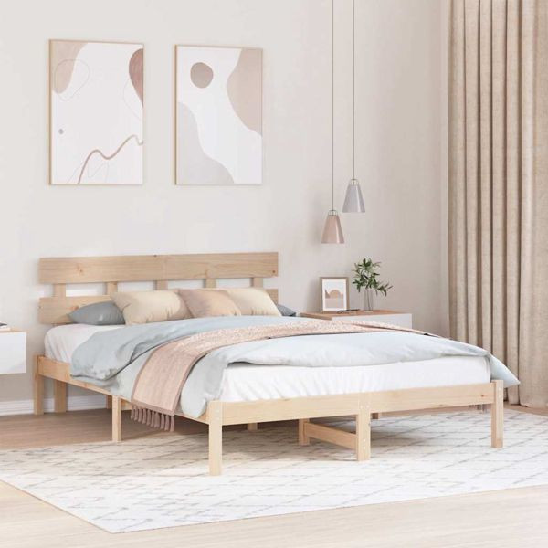 vidaXL Bettgestell mit Kopfteil Braun 140 x 200 cm Massivholz Kiefer, 872161