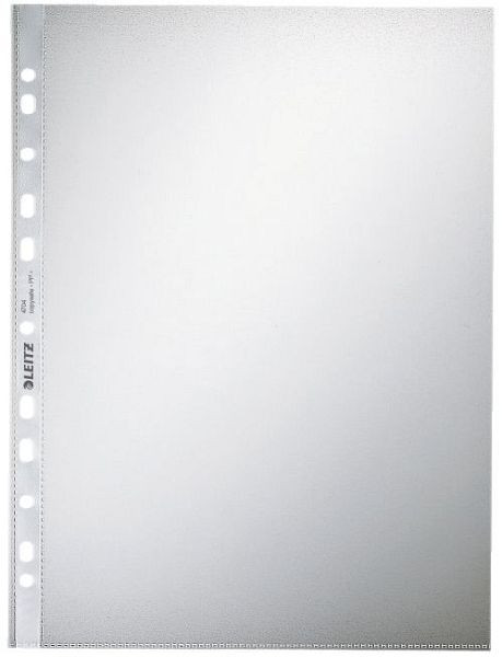 LEITZ 4704 Prospekthülle Standard, A4, PP, genarbt, 0,10 mm, dokumentenecht, farblos, 100 Stück, 4704-00-00