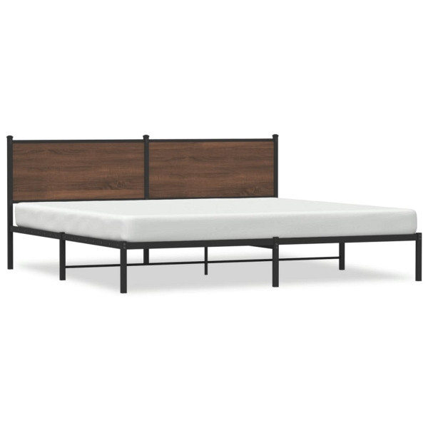 vidaXL Bettgestell mit Kopfteil Metall Braun Eichen-Optik 193x203 cm, 4007771