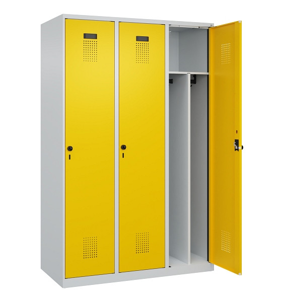 C+P Spind Evolo PLUS, 3 Abteile, 1850x1200x500mm, 7035/1023, Verschluss Drehriegel, 049000-32F S10001