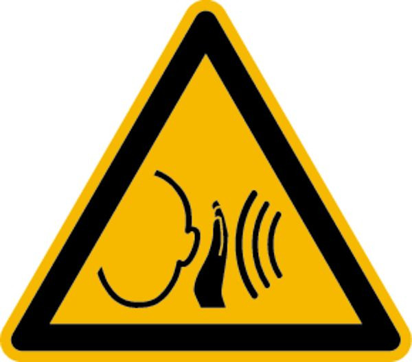 Schilder Klar Warnzeichen Warnung vor unvermittelt auftretendem lauten Geräusch DIN EN ISO 7010-W038, 100 mm Folie selbstklebend, 1521/61