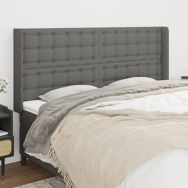 vidaXL Kopfteil mit Ohren Dunkelgrau 163x16x118/128 cm Stoff, 3120021