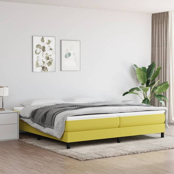 vidaXL Boxspringbett mit Matratze Grün 200x200 cm Stoff, 3144108