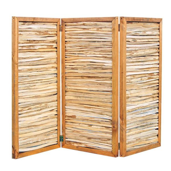 NOOR Paravent aus Haselnuss Sichtschutz, Größe (HxB) 180 x 180cm 3-teilig, 1545HASEL1818