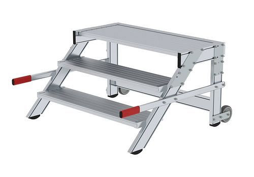 Krause Arbeitsplattform fahrbar, aus Aluminium, 3 Stufen, Stufenbreite 1000 mm, 274515