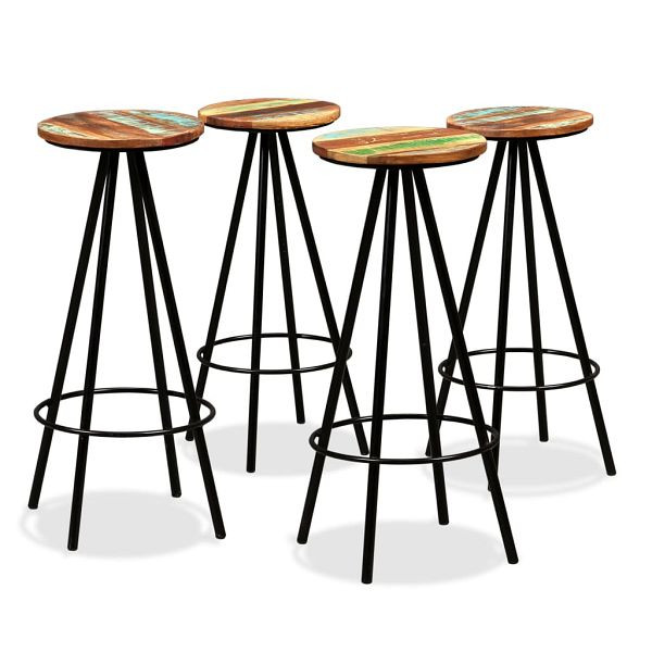 vidaXL Barhocker 4 Stück Massives Altholz, 245446, 8718475580256