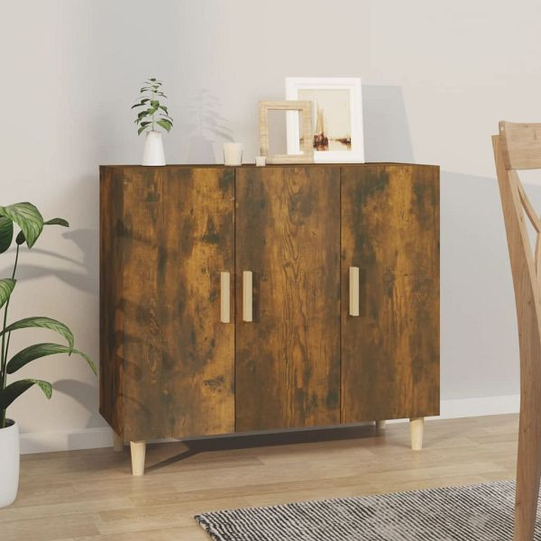 vidaXL Sideboard Räuchereiche 90x34x80 cm Holzwerkstoff, 817459