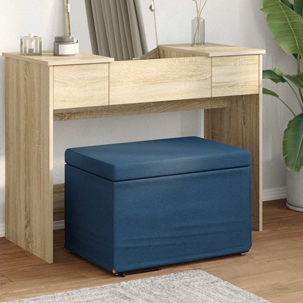 vidaXL Hocker Blau 61 x 41 x 40 cm Stoff und Pressholz, 876763