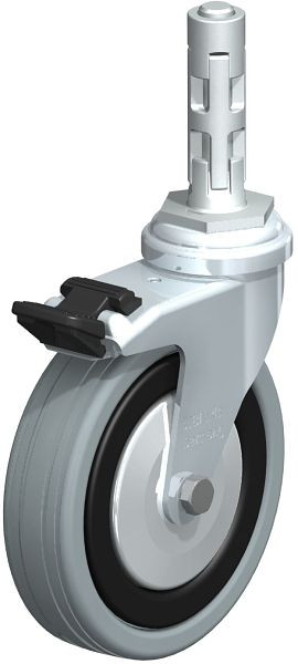 Blickle LRA-VPA 100G-FI-FA-E01 Apparate-Lenkrolle mit Expander & Feststeller, Vollgummi, Grau, 751116