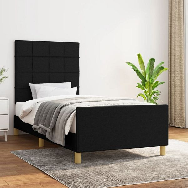 vidaXL Bettgestell mit Kopfteil Schwarz 100x200 cm Stoff, 3125035