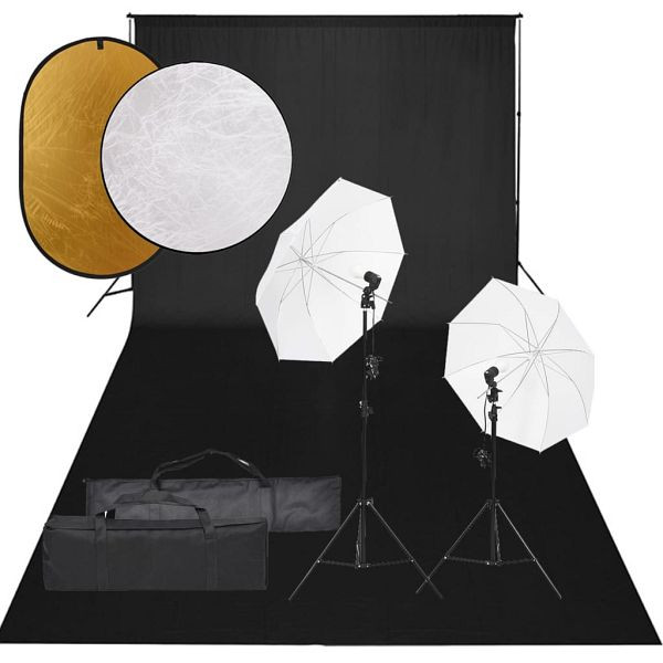 vidaXL Fotostudio-Set mit Beleuchtung, Hintergrund und Reflektor, 3094664