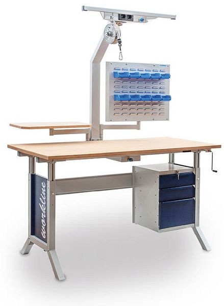 Bedrunka+Hirth workline Grundtischkombination, Klemmfeststellung, 1x Arbeitsplatte Buche Multiplex, 1x Aufbaugestell, 1500 x 750 mm, 07.75.96