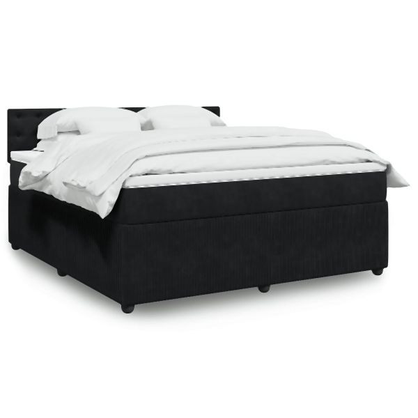 vidaXL Boxspringbett mit Matratze Schwarz 180x200 cm Samt, 3287820