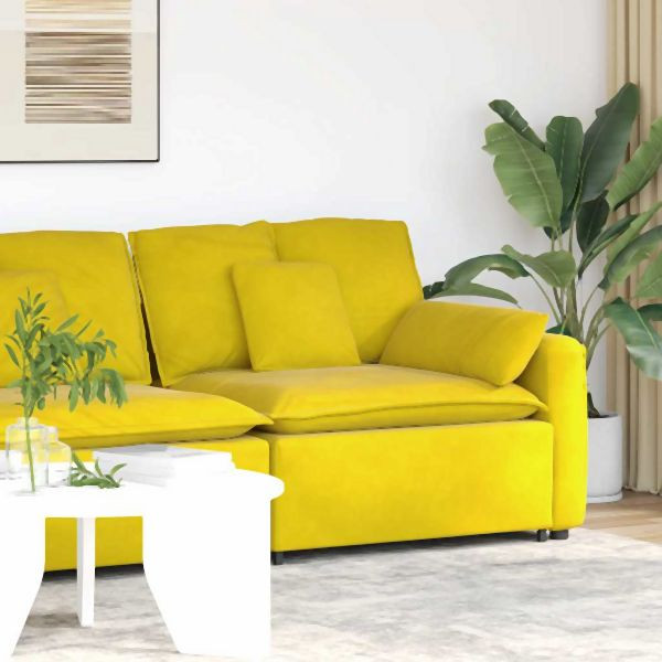 vidaXL Modulares Sofa Endmodul mit Armlehne Kissen Gelb 100 cm, 4104405