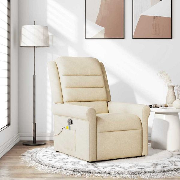 vidaXL Massagesessel Creme Stoff, 4015654, 8721158336606