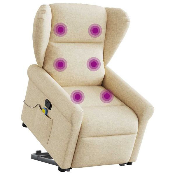 vidaXL Massagesessel mit Aufstehhilfe Creme Stoff, 3303392