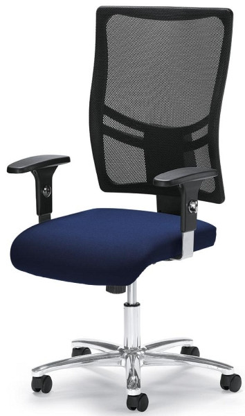 Deskin Bürodrehstuhl COMFORT R NET BIG DELUXE, inkl. Armlehnen, Fußkreuz Stahl verchromt, Bezug Stoff Basic G, Farbe dunkelblau, 258408