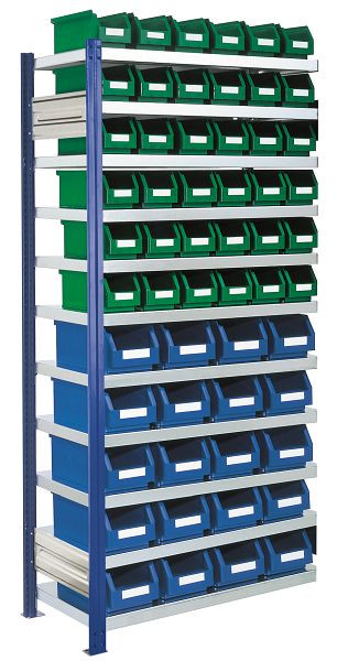 Kappes RasterPlan Anbau-Steckregal mit Lagersichtkästen Mod 14, 2000 x 1000 x 400 mm, AF RAL 5010, Inklusiv 20 x Größe 4, 36 x Größe 5, 5203.01.2621