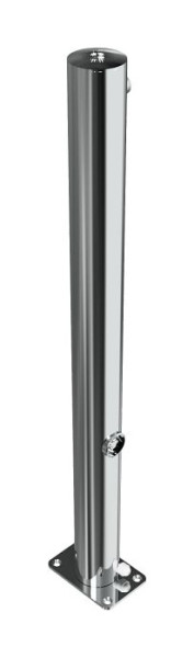 Schake Sperrpfosten aus Edelstahl Typ 4072FU, umlegbar, Ø 76mm, mit Dreikantverschluss, zum Aufdübeln, geschliffen, mit 1 Öse, 4072FU+1