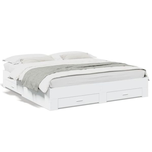 vidaXL Bettgestell mit Schubladen Weiß 200x200 cm Holzwerkstoff, 3280356