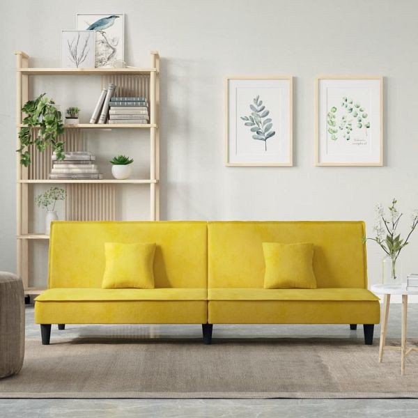 vidaXL Schlafsofa Gelb Samt, Übernachtung von Gästen, 351912