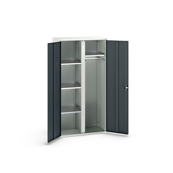 bott verso Flügeltürschrank, mit 4 Fachböden und 1 Kleiderstange, BxTxH: 1050 x550 x 2000 mm, Lichtgrau / Anthrazitgrau, 16926579.19