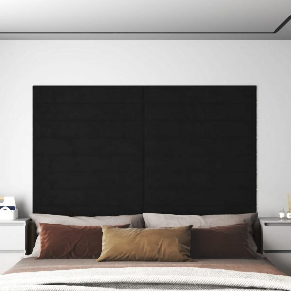 vidaXL Wandpaneele 12 Stück Schwarz 90x15 cm Samt 1,62 m², 343896