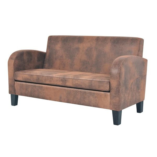 vidaXL Sofa 2-Sitzer Wildleder-Optik Braun, Material: Polyester: 100%, 245585