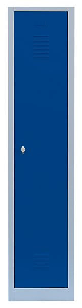 Lüllmann Stahl-Kleiderschrank / Garderobenschrank, 1800 x 415 x 500 mm, Lichtgrau/Enzianblau, 515111
