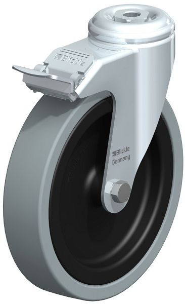 Blickle LKRA-VPA 150G-11-FI Apparate-Lenkrolle mit Rückenloch & Feststeller, Vollgummi, Grau, 576207