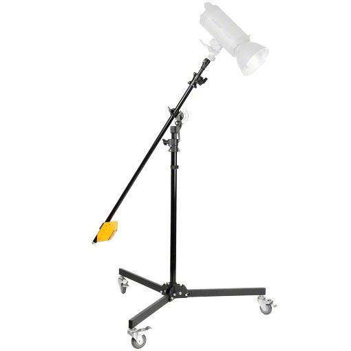 Walimex Galgen-Rollstativ 130-390cm + Gegengewicht 4,4 kg, 3x Stativrollen, Befestigungsadapter, Beschwerungssack, 1017036