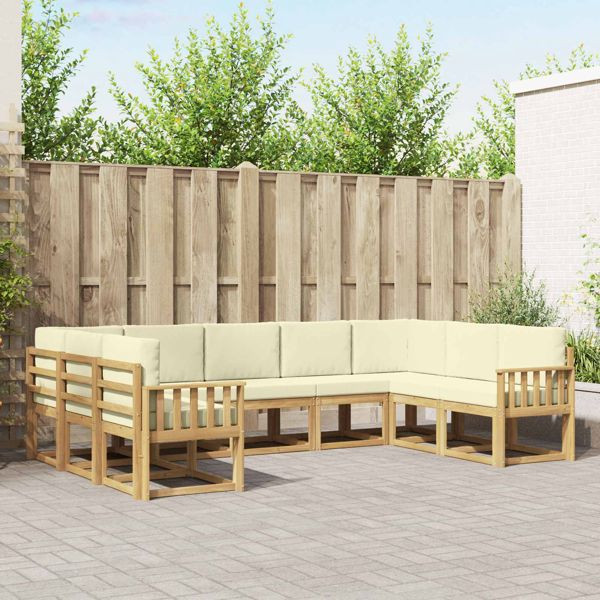 vidaXL Outdoor-Sofagarnitur mit Kissen 9-teilig Weiß und Creme, 3388214