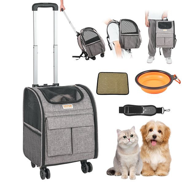 VEVOR Hundetrolley Faltbarer Hunderucksack Max. 8,1kg Tragfähigkeit Transporttasche aus 600D Oxford-Stoff, CWLGXHS18LBSRAD6RV0
