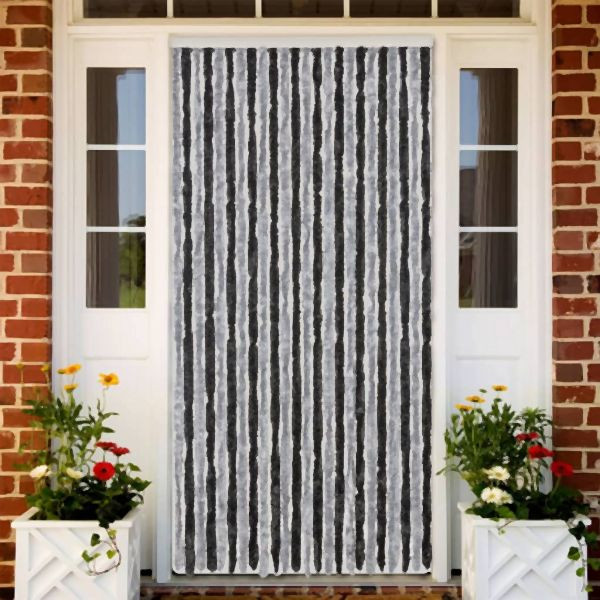 vidaXL Fliegenvorhang Grau und Schwarz 100x230 cm Chenille, 377331