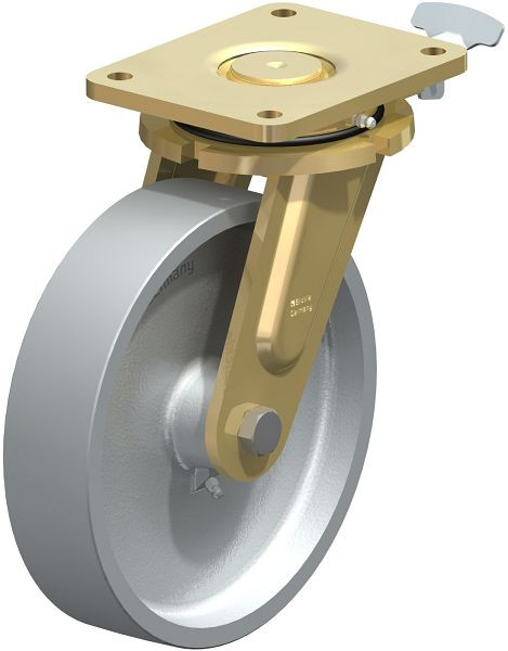 Blickle LS-G 250G-RI4 Stahlgeschweißte Schwerlast-Lenkrolle, schwere Drehkranz-Ausführung, Guss, Grau, 853102