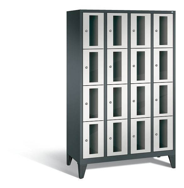 C+P Schließfachschrank Classic, 16 Fächer, H1850xB1190xT500 mm, Anthrazit/Grau, 8010A404 S10021