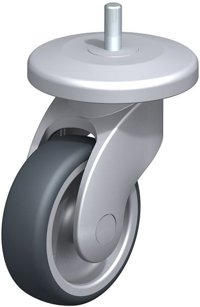 Blickle LWG-TPA 101G-11-AMG100 Kunststoff-Lenkrolle WAVE mit Abweisrad, Thermoplastisches Gummi-Elastomer, Grau, 845565