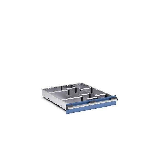 bott cubio Sortiment mit 9 Trennwänden, 2x Trennwand/7x Steckwand, BxTxH: 650x750x77mm, verzinkt, Silber, 43020648.51