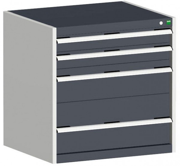 bott cubio Schubladenschrank bestückt mit 4 Schubladen BxTxH: 800 x 525 x 800 mm, RAL 7035/7016, 40012015.19V