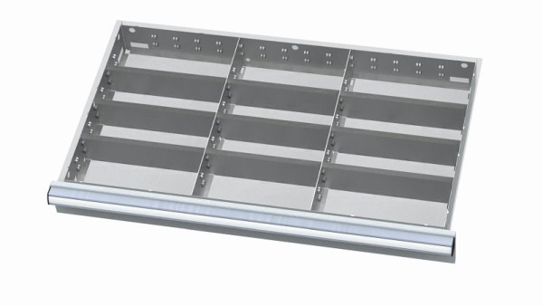 Simplaflex Metalleinteilung für Schubladen, 12 Fächer, Blendenhöhe: 100/125 mm, Innenmaß 800 x 450 mm, CL9E100MT01
