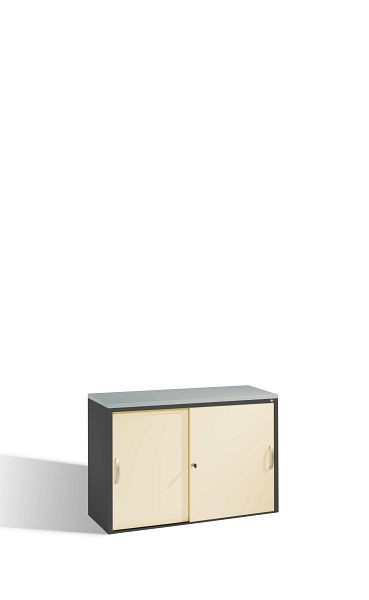 C+P Sideboard mit Schiebetüren Acurado, H720xB1000xT400mm, Farbe: Schwarzgrau / Perlweiß, Bügelgriff, 2 OH, 5725-00 S10033